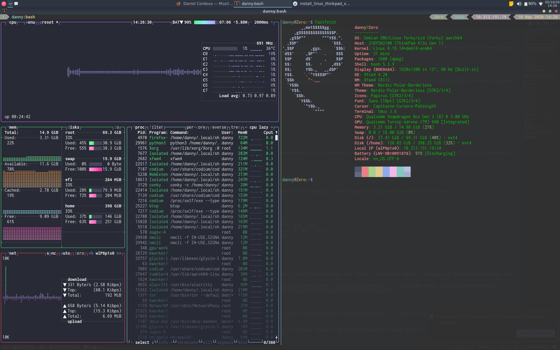 Debian Btop and Fastfetch
